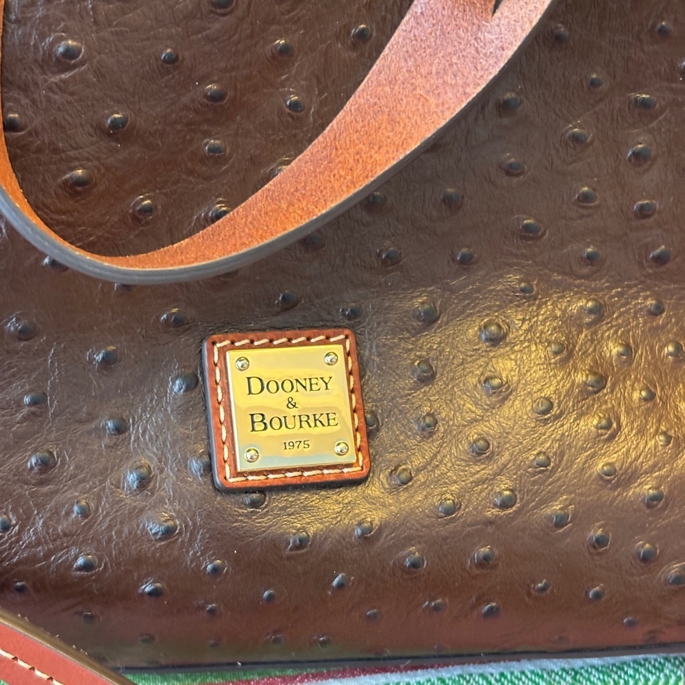 Dooney & Bourke Celeste Dark Brown Ostrich Leather Shoulder Bag - Picture 3 of 5